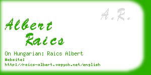 albert raics business card